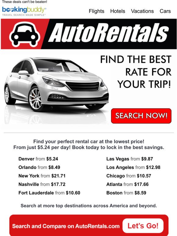JUST RELEASED! Car Rental Specials from $5.24/Day