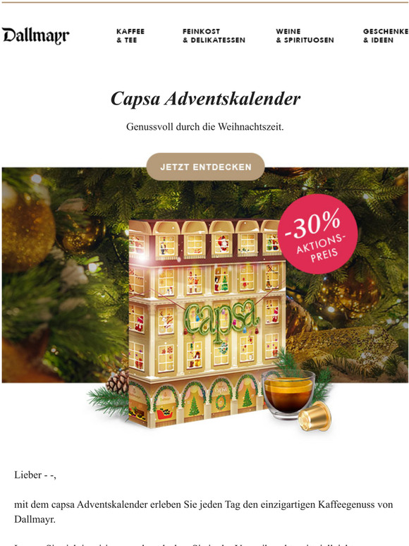 Dallmayr: Capsa Adventskalender - jetzt zum Aktionspreis | Milled