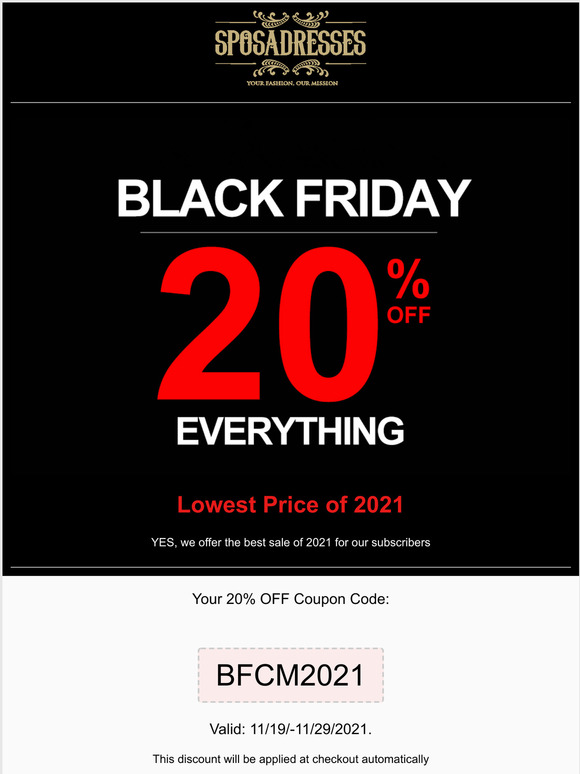 Best sale of the year starts now! Up to 20% Off for Everything -