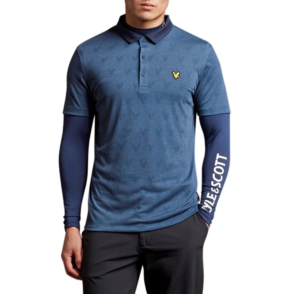 Image of Lyle & Scott Jacquard Polo Shirt - Aegean Blue