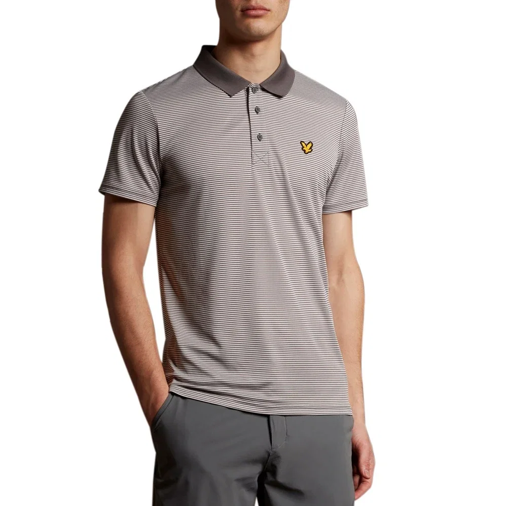 Image of Lyle & Scott Golf Microstripe Polo - Rock Grey