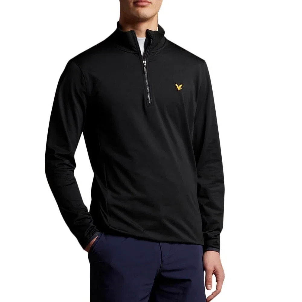 Image of Lyle & Scott Golf 1/4 Zip Light Mid-Layer - Black