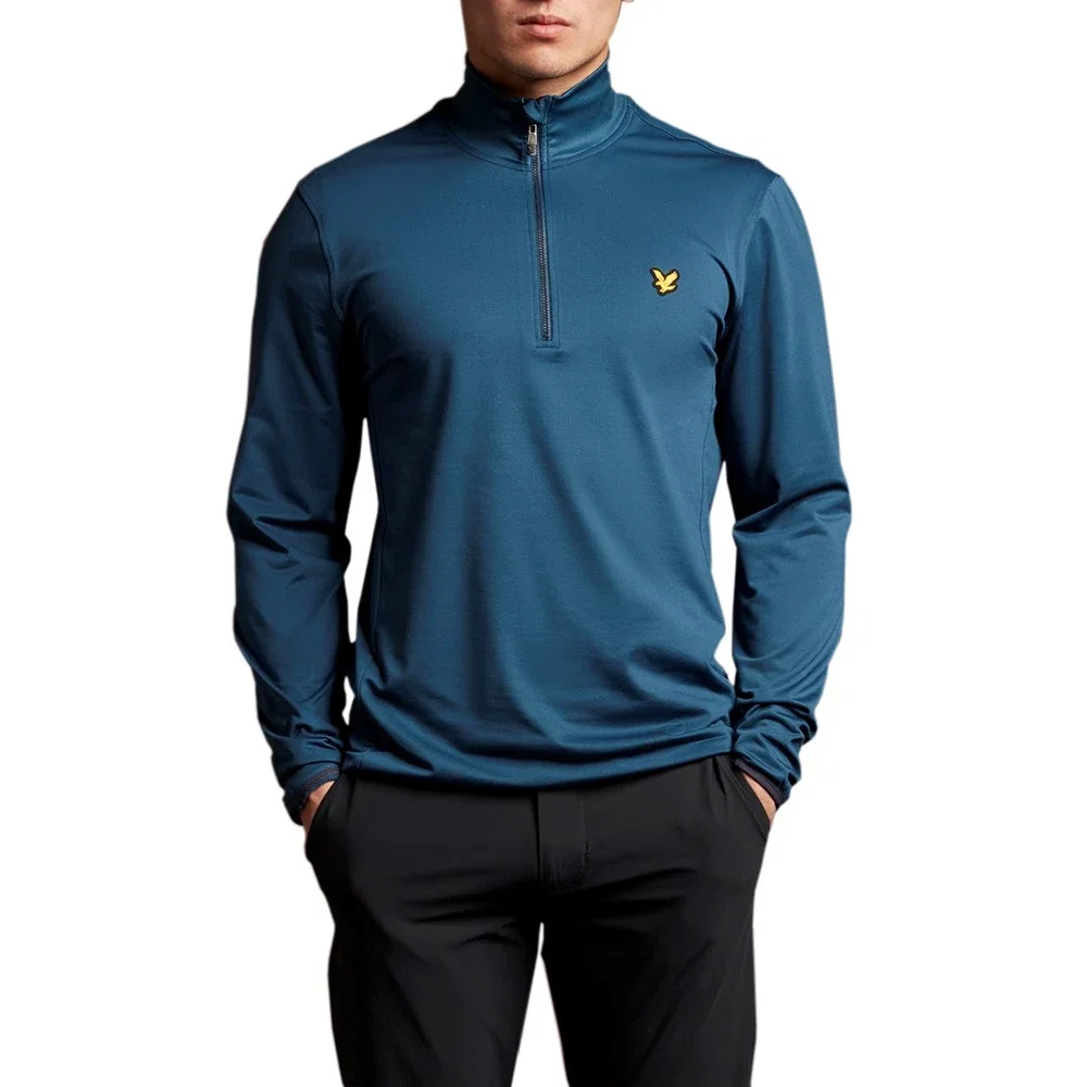Image of Lyle & Scott Tech 1/4 Zip Midlayer - Aegean Blue