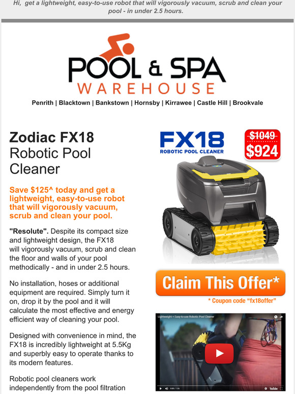 zodiac fx18 pool cleaner