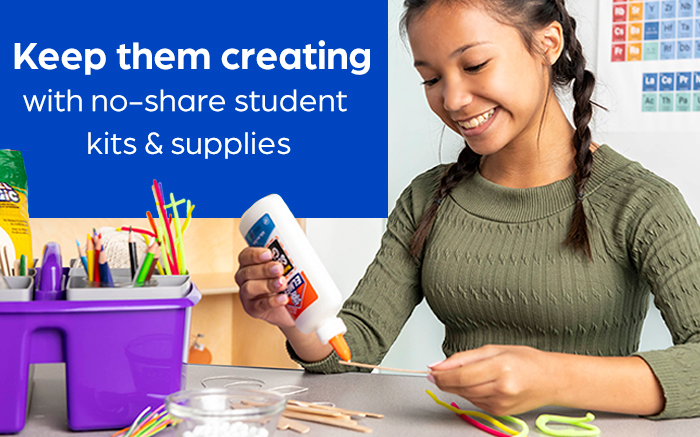 Keep them creating with no-share student kits & supplies — Explore Now!