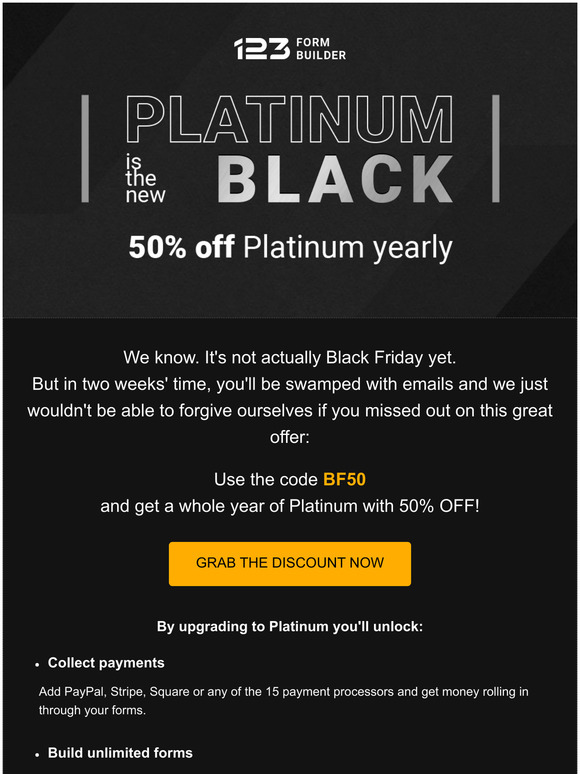  Early bird catches the 50% discount!