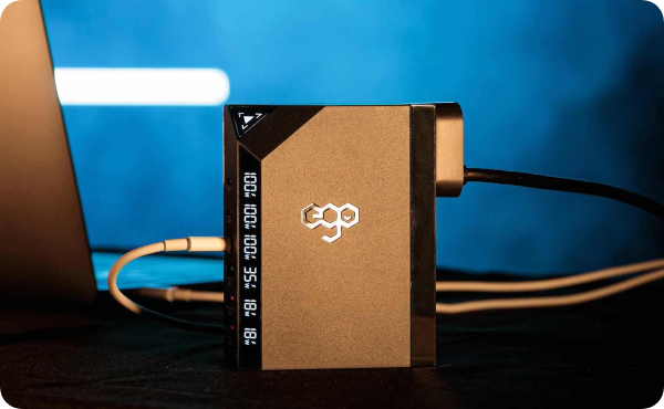 EGO EXINNO 240W/120W 6-port wall charger has a real-time wattage panel visual display