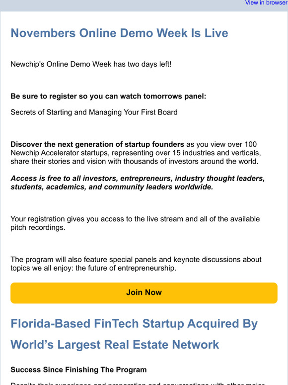 Florida-Based FinTech Startup Acquired By Worlds Largest Real Estate Network...Read More Inside