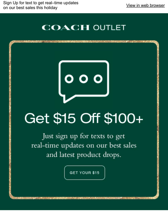 sign up for text coach outlet