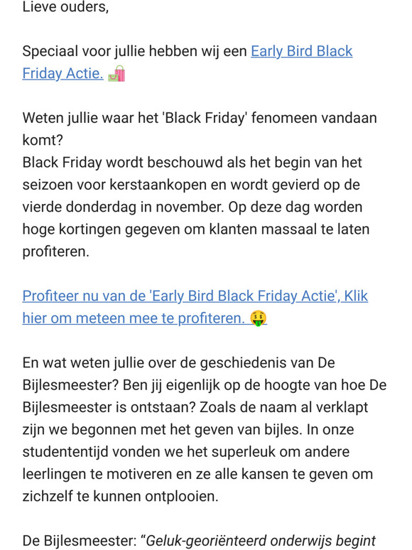 Early Bird Black Friday actie!