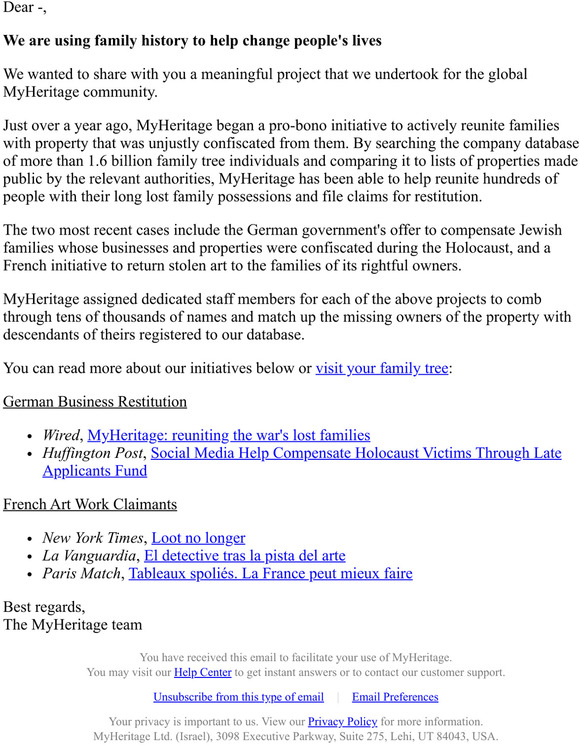 Reunited over 60 years later! MyHeritage helps return looted property to its rightful owners