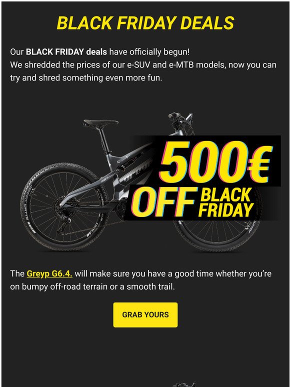 500  PRICE SHRED - THE GREYP BLACK FRIDAY DEAL