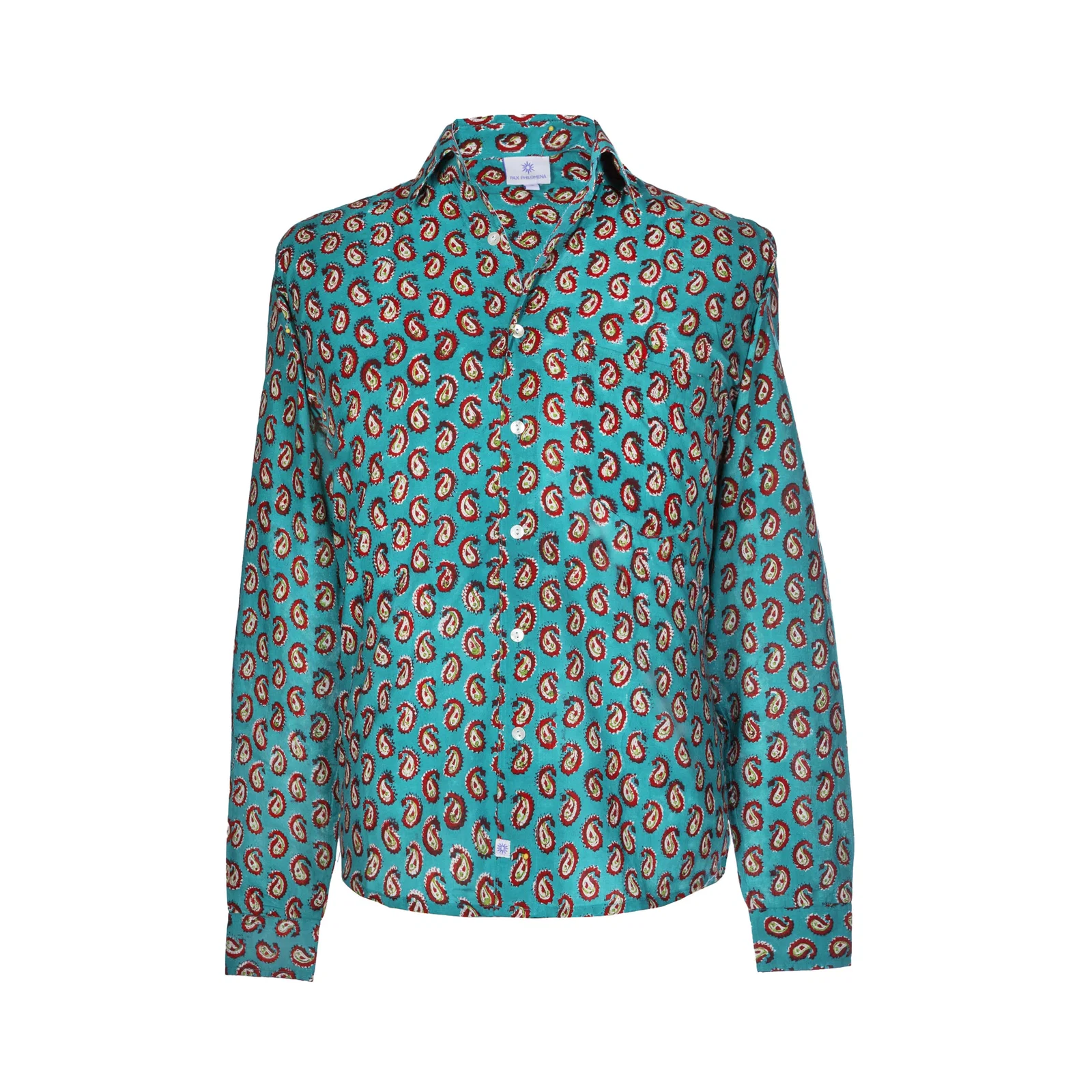 Image of Poseidon Paisley Long-Sleeve Men's Button-Up Shirt