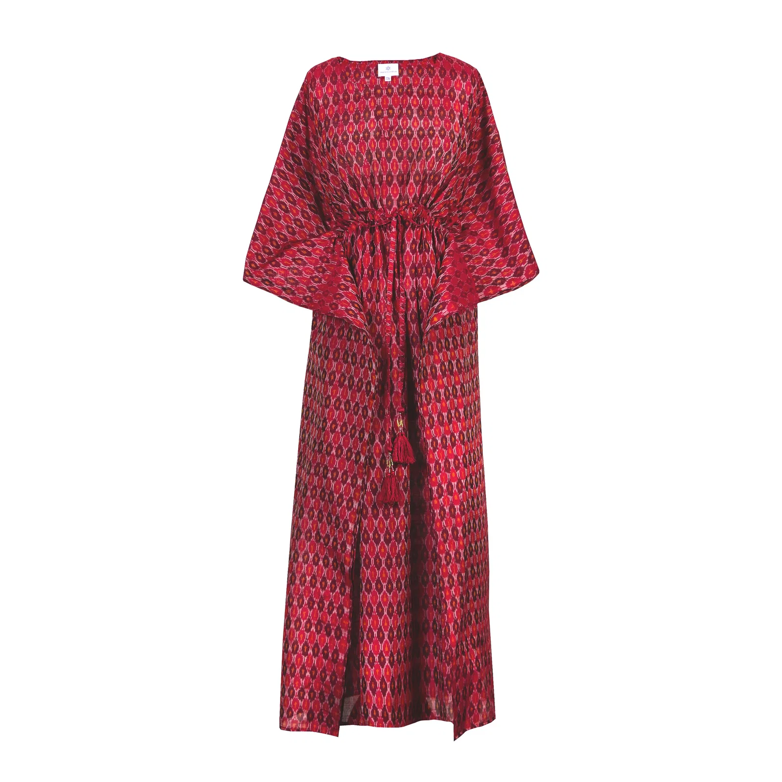 Image of Santa Teresa Silk Cotton Handwoven Ikat Maxi Kaftan Dress