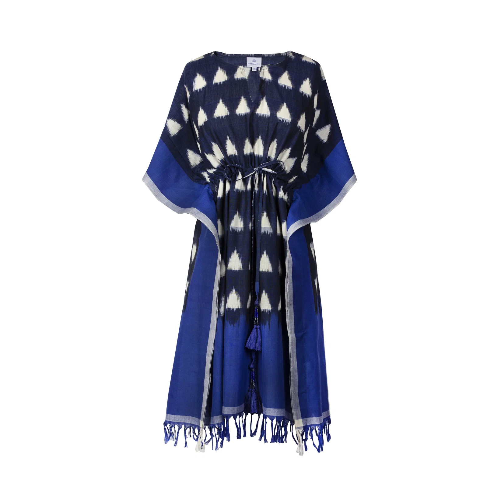 Image of Cochise Cotton Ikat Midi Kaftan Dress, Hand-Woven