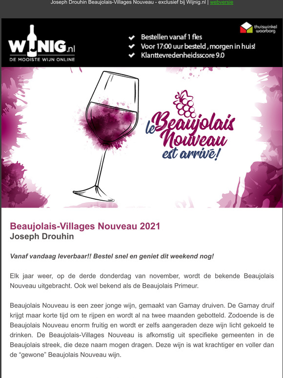 Dag van de Beaujolais-Villages Nouveau - 18 november 2021
