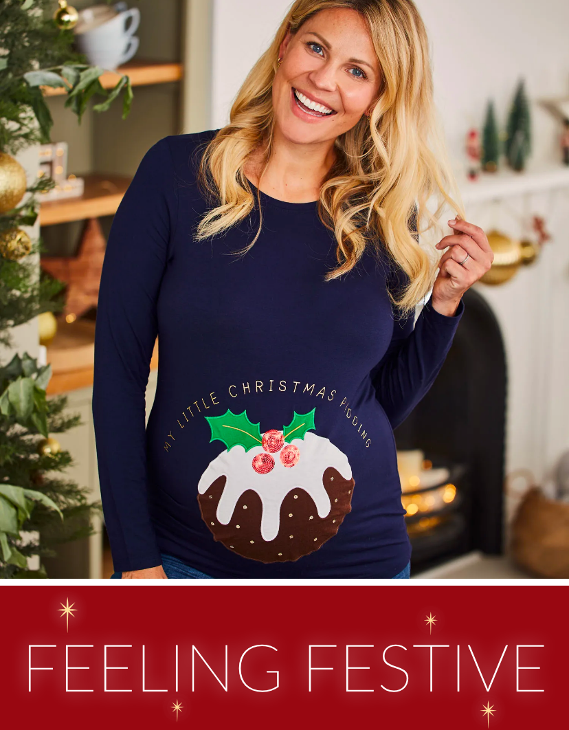 Buy JoJo Maman Bébé Christmas Pudding Maternity Top from the JoJo