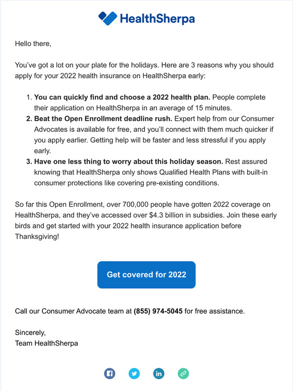 Apply for health insurance before Thanksgiving and beat the rush