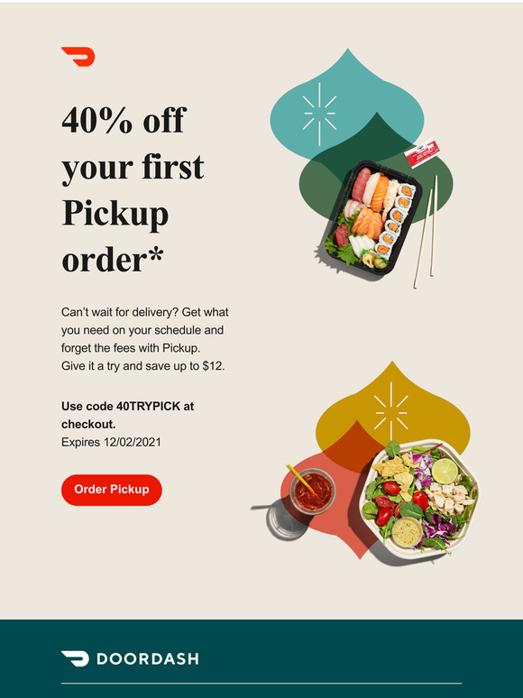 DoorDash order Pickup and save 40! Milled
