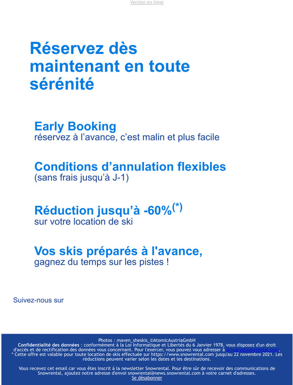 Offres Flash : Location de skis jusqu' -60%
