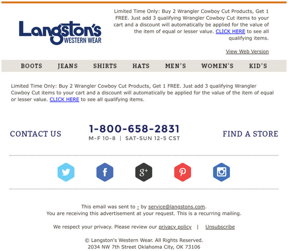 Langston's Western Wear - Cowboy Boots, Hats & Jeans