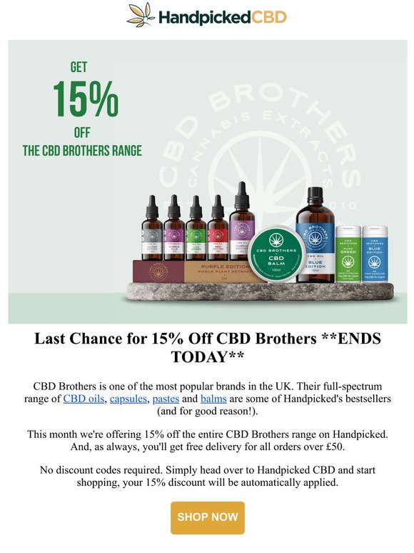 15% Off CBD Brothers (Ends Today)