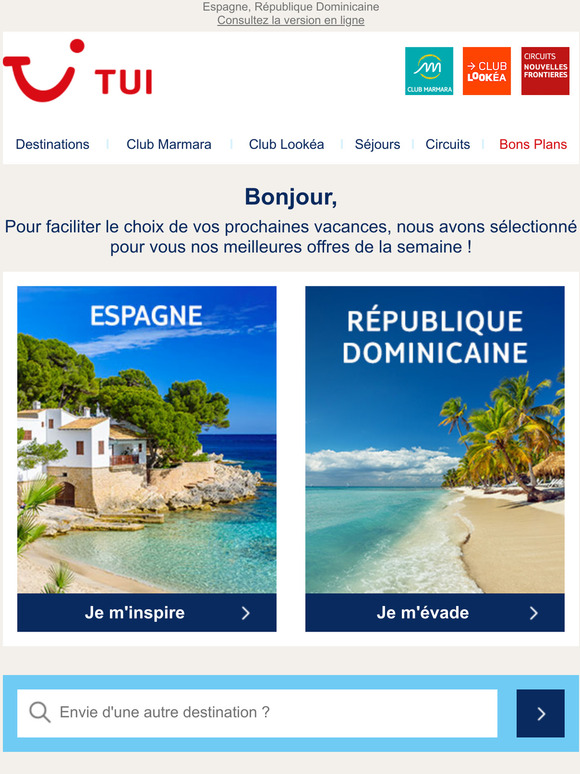  Pour vous, notre top destinations de la semaine !