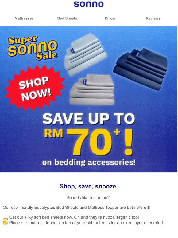  Get 5% off our NEW mattress topper and bed sheets 