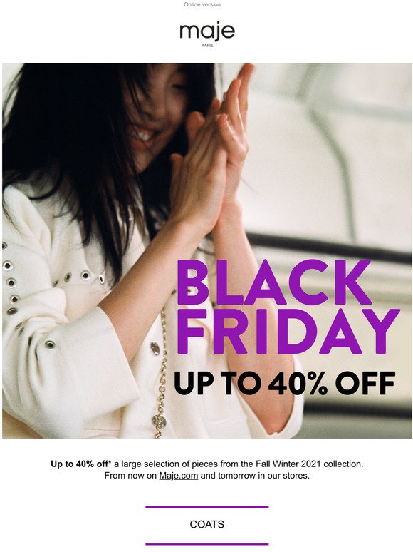 BLACK FRIDAY : up to 40% off