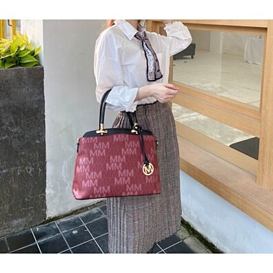 MKF Collection Cammy 3 PC Set Satchel Handbag/Pouch/Wristlet by Mia K.