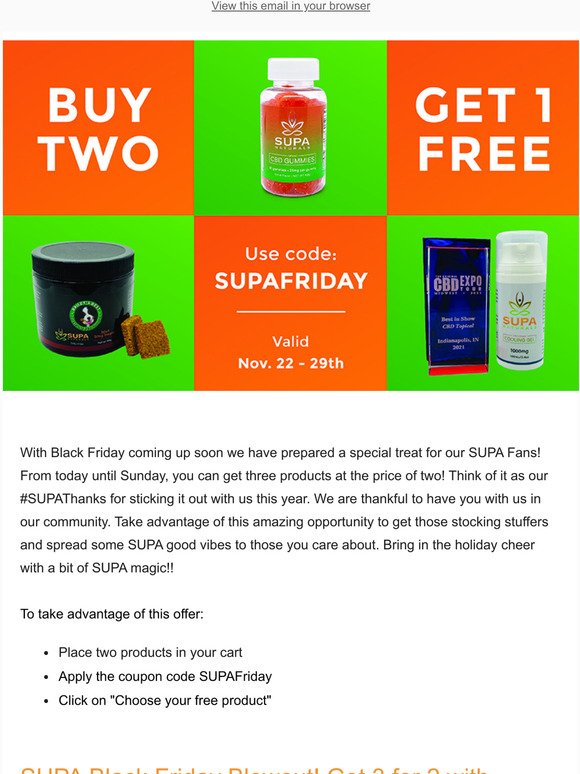 Cyber Weekend - Buy Two Products, Get One Free Sale!