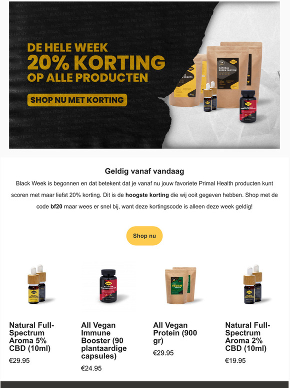20% korting op alle producten!