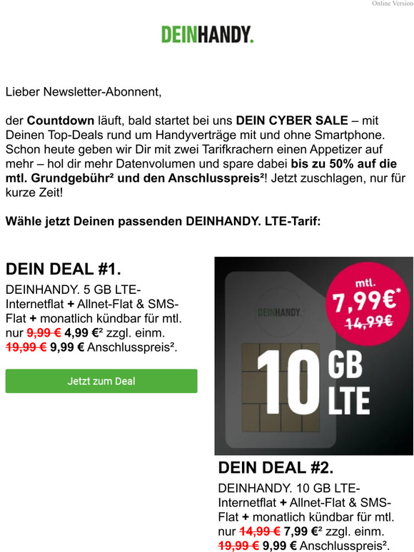 Dein Cyber Sale: Mehr GB fr wniger !