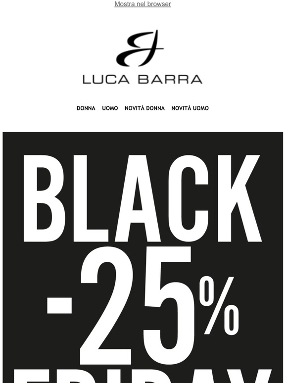 -25% su tutti i gioielli Luca Barra!
