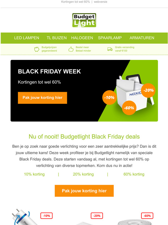 Nu of nooit! Budgetlight Black Friday deals