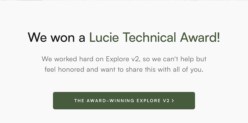 We won a Lucie Technical Award! The Award-Winning Explore V2