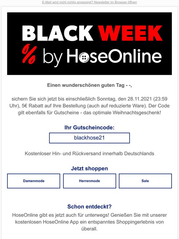 Black Week bei HoseOnline!