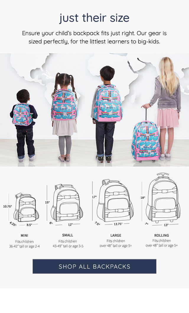 pottery barn backpack sizes