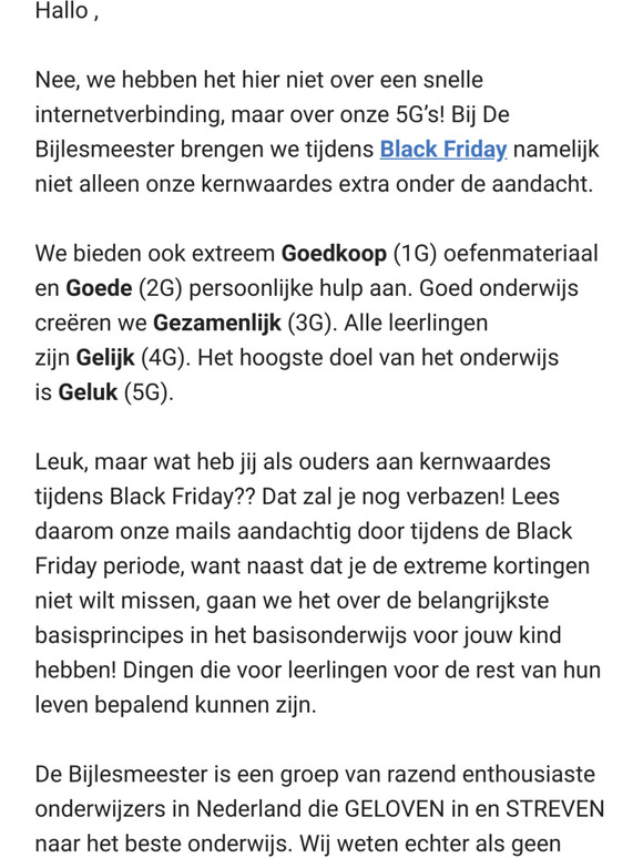 Black Friday betekent 5G bij De Bijlesmeester