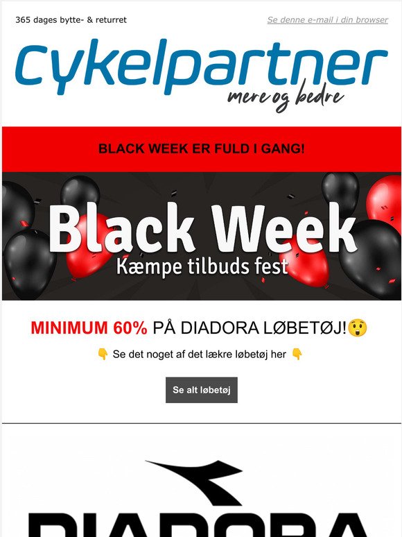 Gnide kort Tilskynde Cykelpartner.dk: Black Week - Minimum 60% p Diadora lbetj!! | Milled