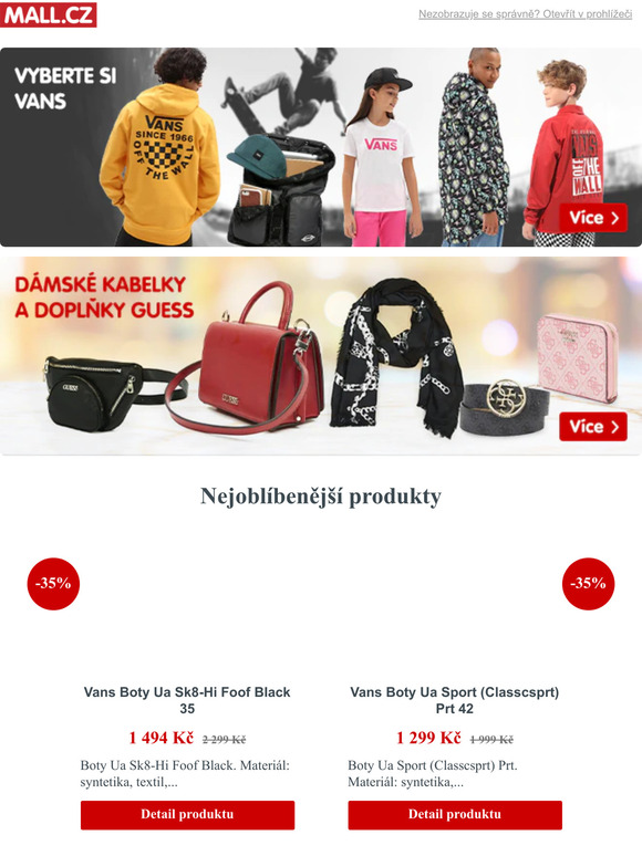 Slevy a 33 % na znaky Guess a Vans