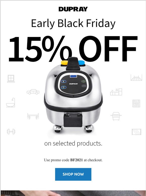 Black Friday Came Early! Save 15% off Select Steam Cleaners!