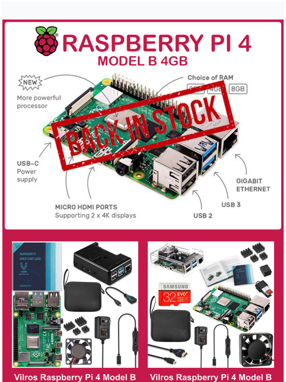 Vilros: RASPBERRY PI 4 MODEL B 4GB - BACK IN STOCK! | Milled