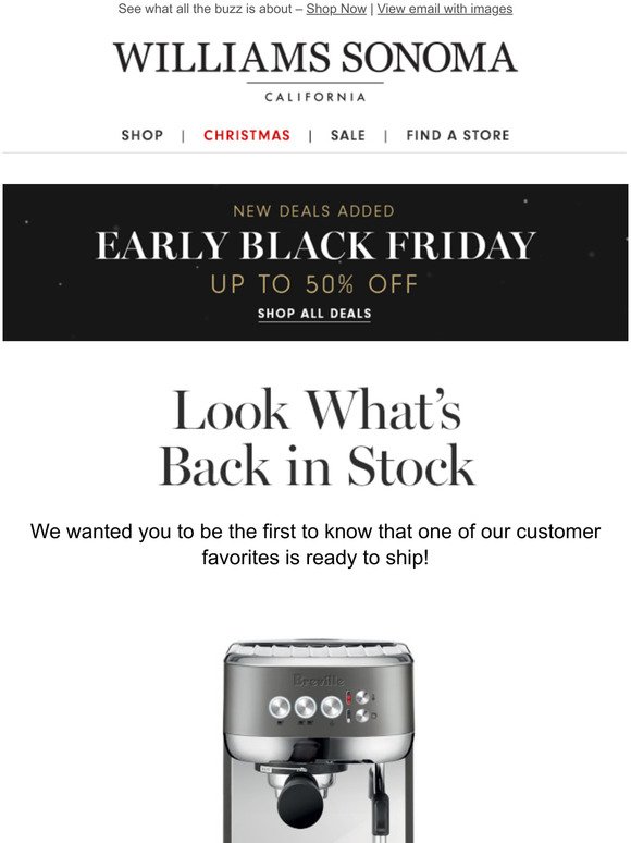 WilliamsSonoma Now back in stock Breville Bambino Plus Espresso