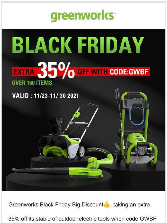 Greenworks Exclusive Black Friday Sale Guide