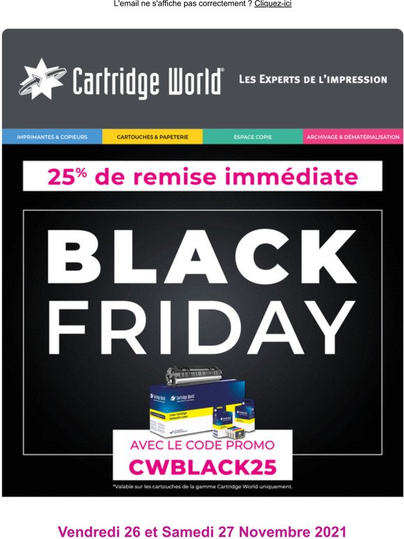 Le BLACK Friday, c'est aussi chez Cartridge World 