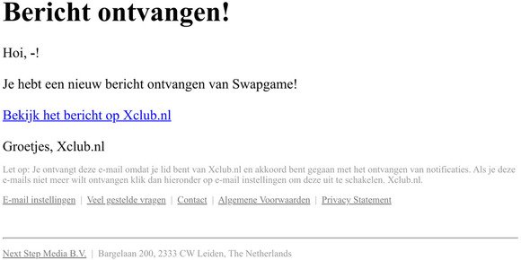 Swapgame heeft je een bericht gestuurd! - Xclub.nl