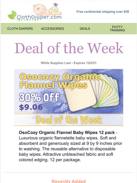 Deal of the Week: 30% Off OsoCozy Organic Flannel Baby Wipes 12 pack