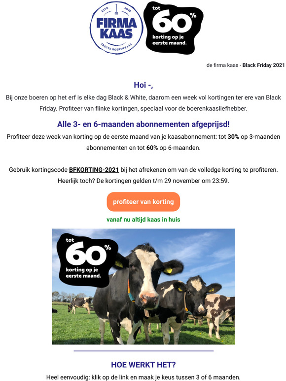 Black Friday kortingen, ook bij de firma kaas