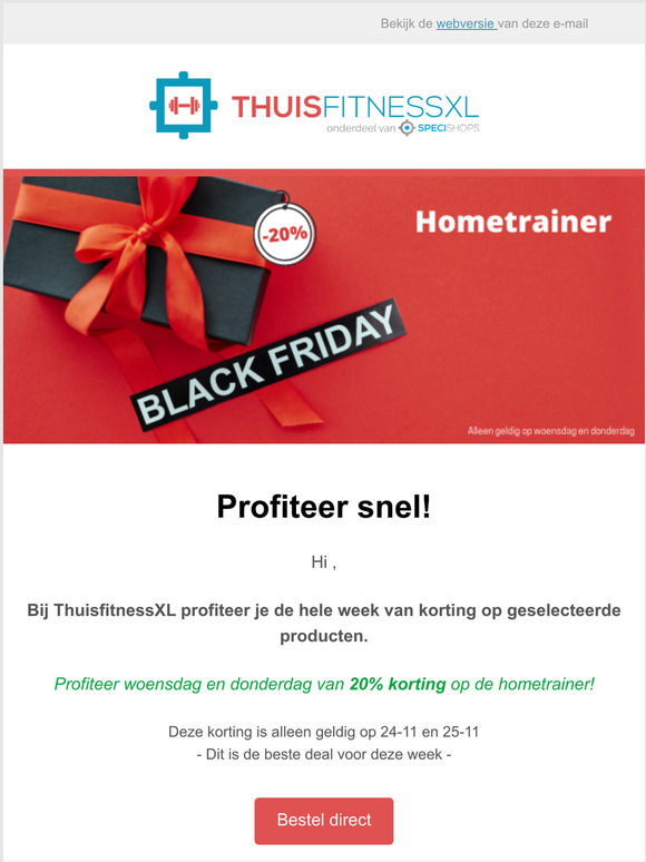 BLACK FRIDAY: profiteer wo en do van 20% korting op de Hometrainer